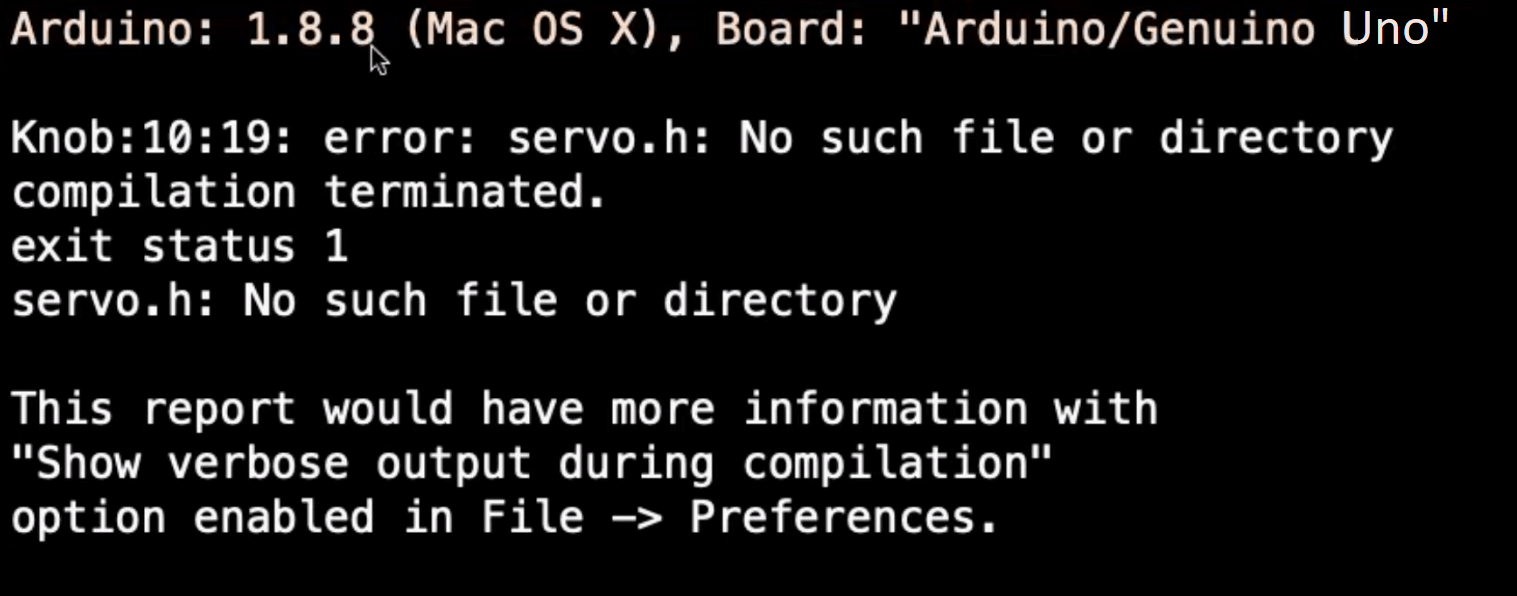no such file error printed out on Arduino IDE error section